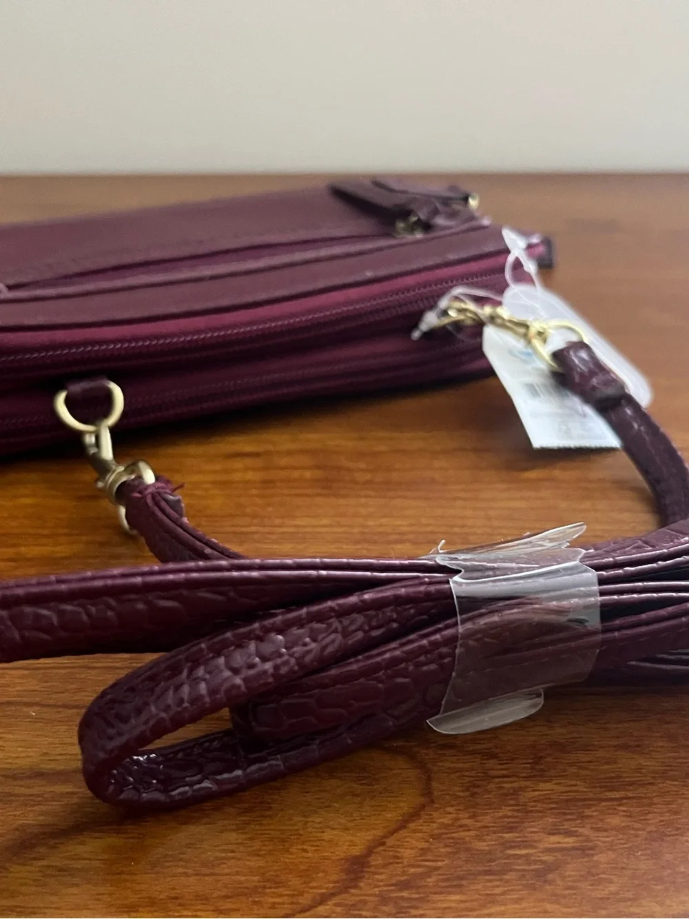 NWT TIME & TRU Crossbody Organizing Purse Wallet Faux Vegan Phone Burgundy New